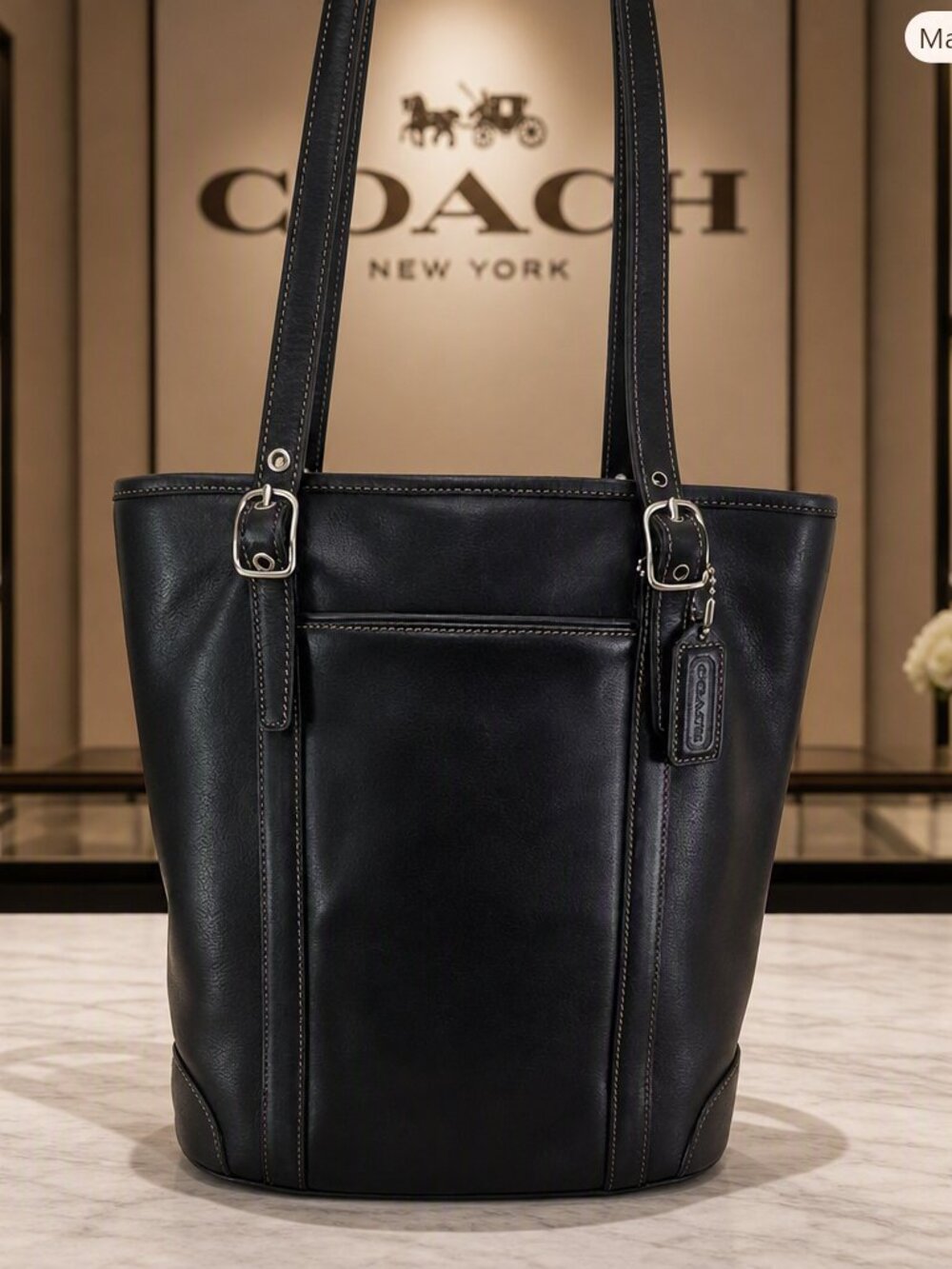 Coach Vintage Hampton Legacy Black Leatherware Tote